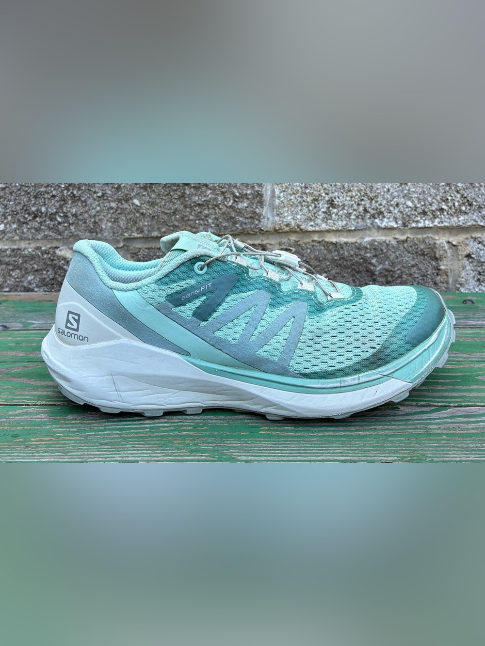 Salomon Sense Ride 2 Women Sz 9 Green Mesh Trail Running Hiking Sneaker Shoes